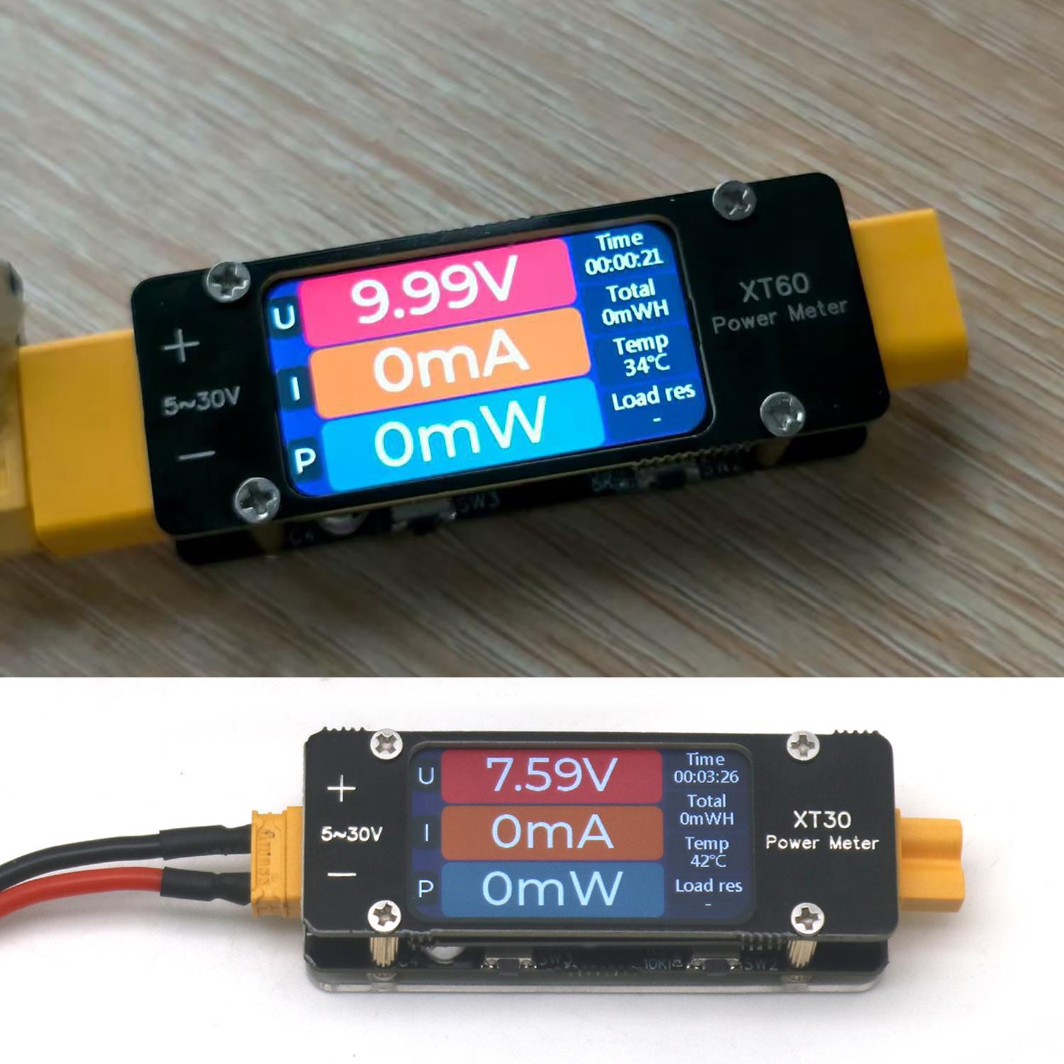 Drone Battery Voltage Checker - มิเตอร์วัดกระแสไฟฟ้าและกำลังไฟฟ้าแบบสองทิศทาง 2mA-64A DC XT60 พร้อมระบบแจ้งเตือน สำหรับแบตเตอรี่