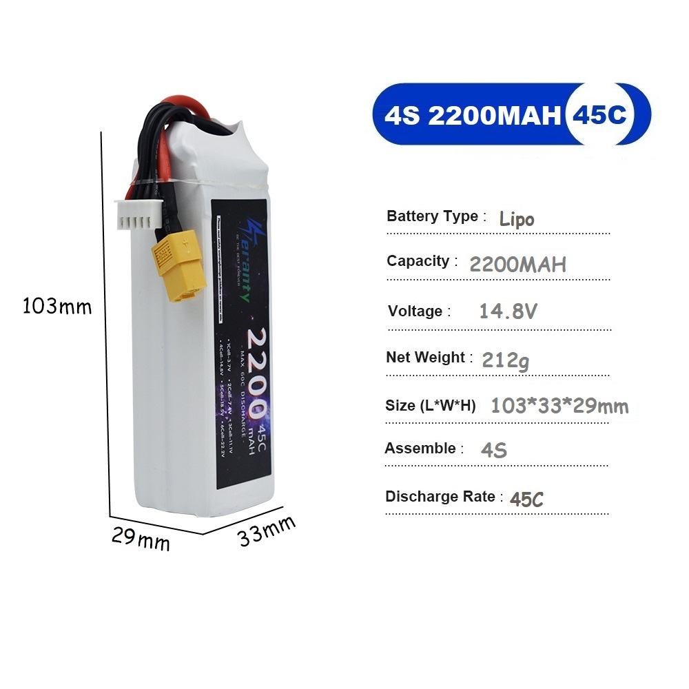 4S LiPo แบตเตอรี่ 14.8V 1500 m - Drone Battery 3S บทวิจารณ์และราคา