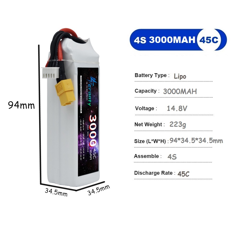 4S LiPo แบตเตอรี่ 14.8V 1500 m - Drone Battery 3S บทวิจารณ์และราคา