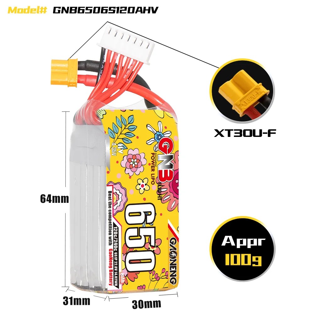แบตเตอรี่ GAONENG 6S 650mAh Li - Drone Battery 6S บทวิจารณ์และราคา
