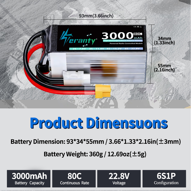 แบตเตอรี่ลิเธียมโพลิเมอร์ TERA - Drone Battery 6S บทวิจารณ์และราคา